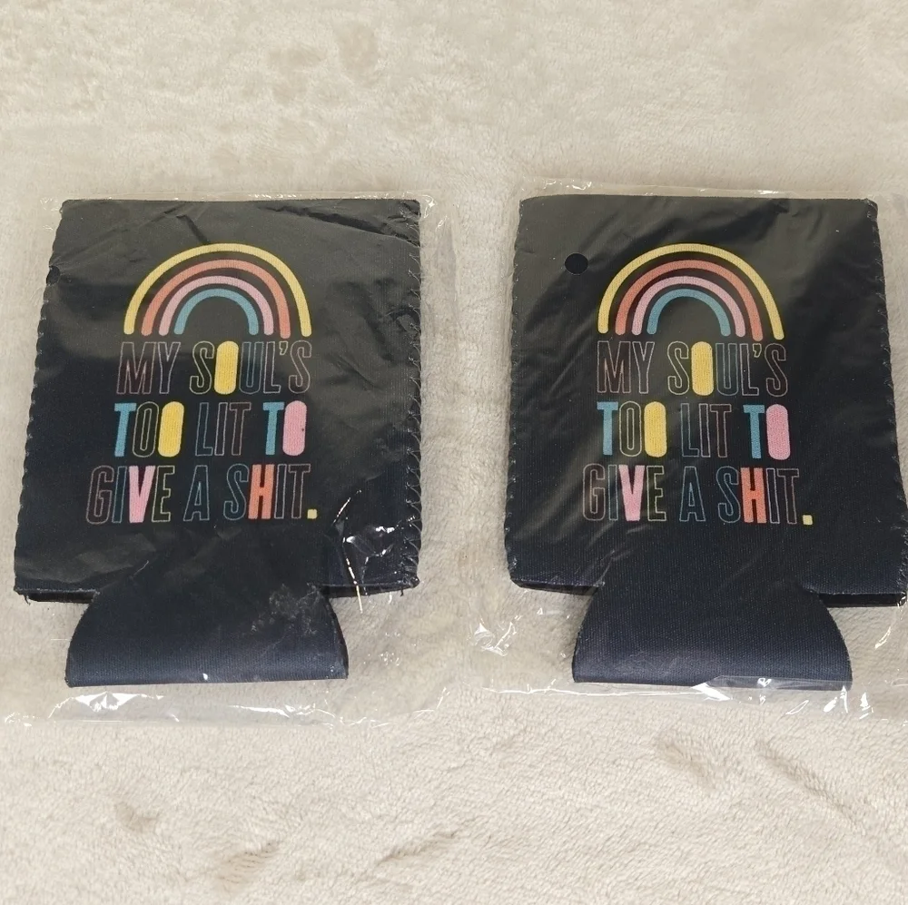(2) MY SOUL'S TOO LIT TO GIVE A SH*T Rainbow Can Sleeve Covers Set